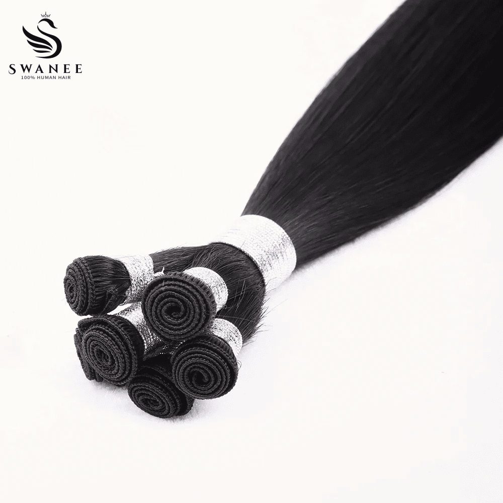 Hand-tied Weft Hair Extensions Remy Hair Quick Weave Natural Black #1B