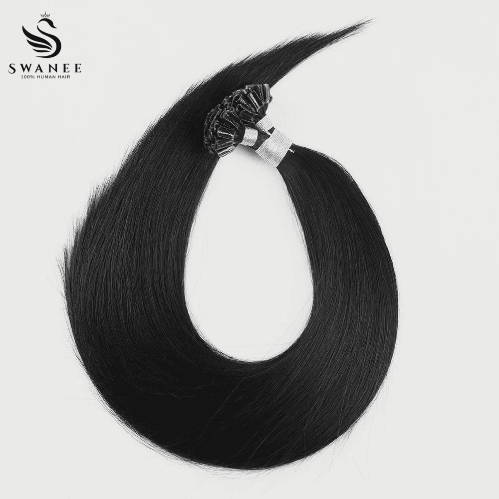 U Tip Keratin Bond Hair Extensions 100% Real Human Hair Jet Black #1