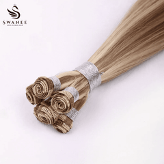 Hand-tied Weft Hair Extensions 100% Human Hair Highlight Blonde P8/613