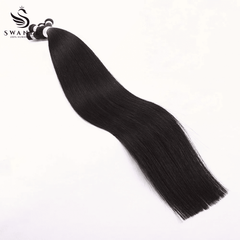 Hand-tied Weft Hair Extensions Remy Hair Quick Weave Natural Black #1B