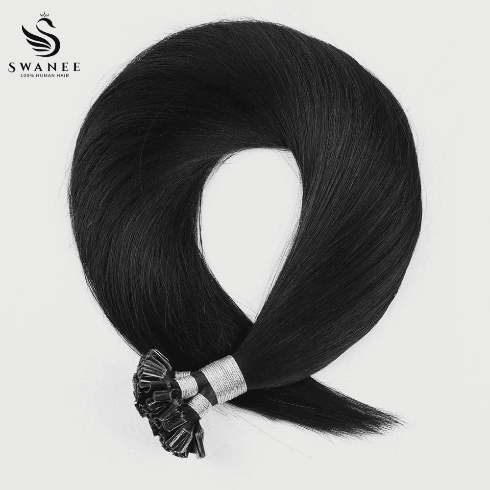 U Tip Keratin Bond Hair Extensions 100% Real Human Hair Jet Black #1