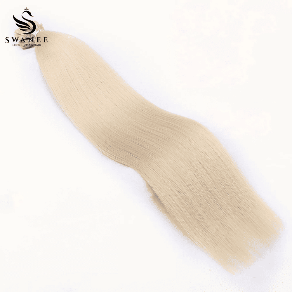 Flat Tip Pre Bonded Hair Extensions 100% Real Human Hair Platinum Blonde #60