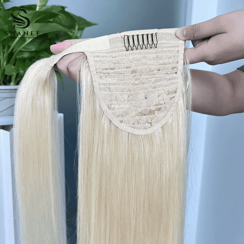 100% Human Hair Ponytail Extensions Straight #613 Blonde