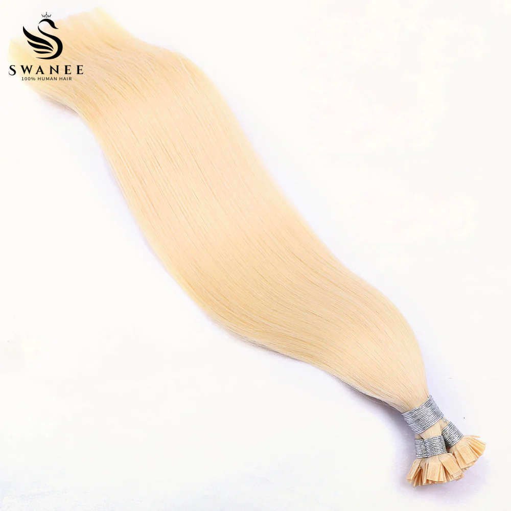 Flat Tip Pre Bonded Hair Extensions 100% Real Human Hair Blonde #613