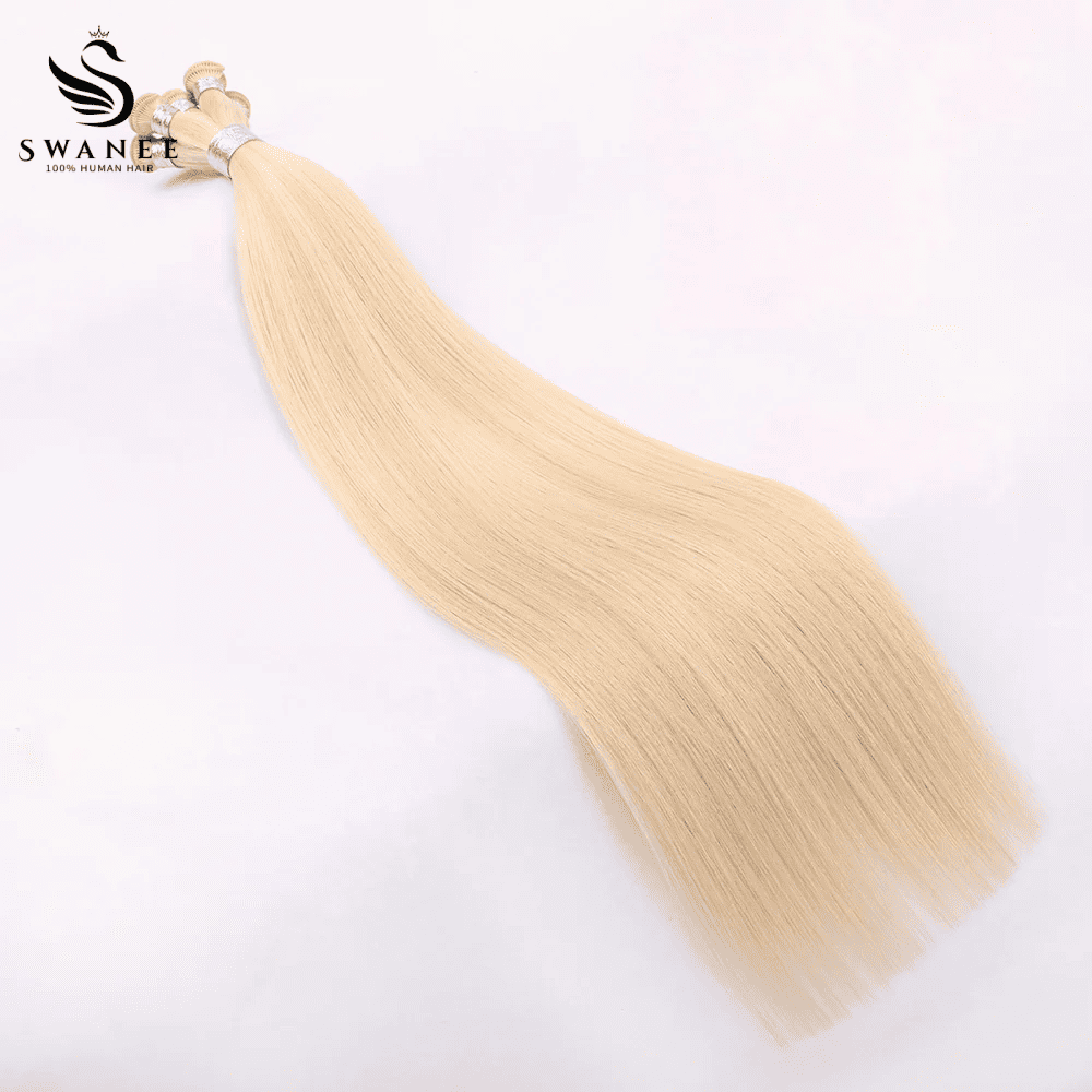 Hand-tied Weft Hair Extensions 100% Human Hair Highlight Blonde P27/60