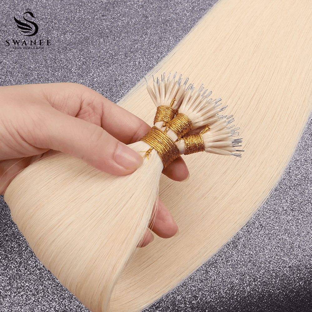 Nano Ring Hair Extensions 100% Remy Human Hair #60 Platinum Blonde