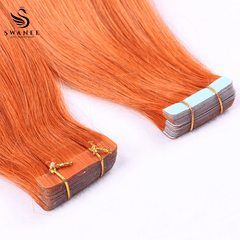 PU Tape In Hair Extensions 100% Remy Human Hair #350 Ginger Orange Color