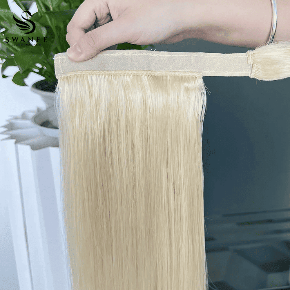 100% Human Hair Ponytail Extensions Straight #613 Blonde