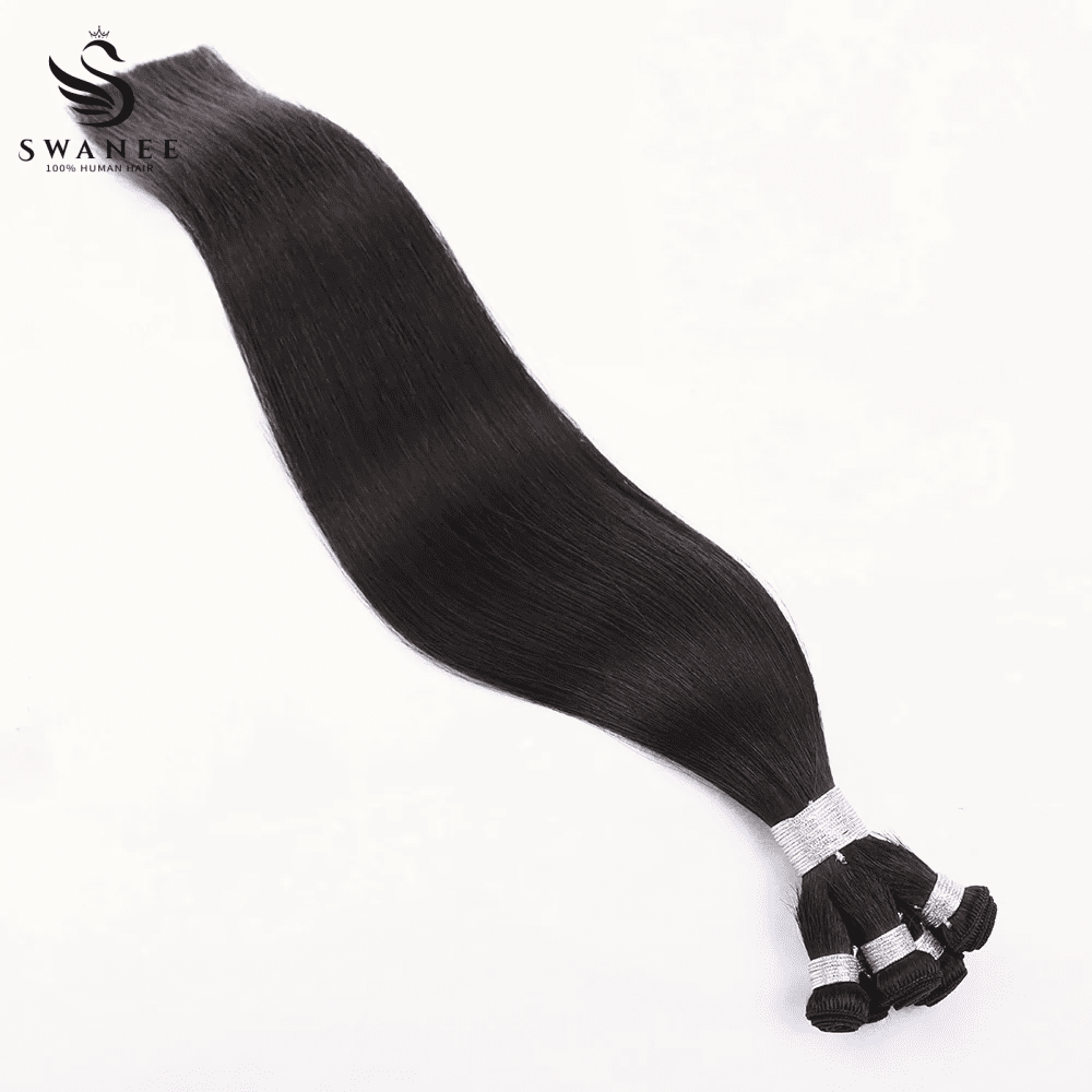 Hand-tied Weft Hair Extensions Remy Hair Quick Weave Natural Black #1B