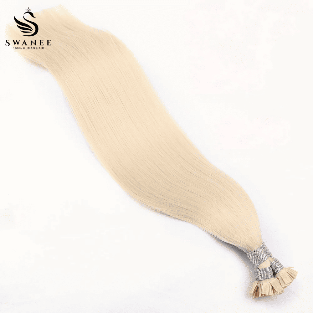 Flat Tip Pre Bonded Hair Extensions 100% Real Human Hair Platinum Blonde #60