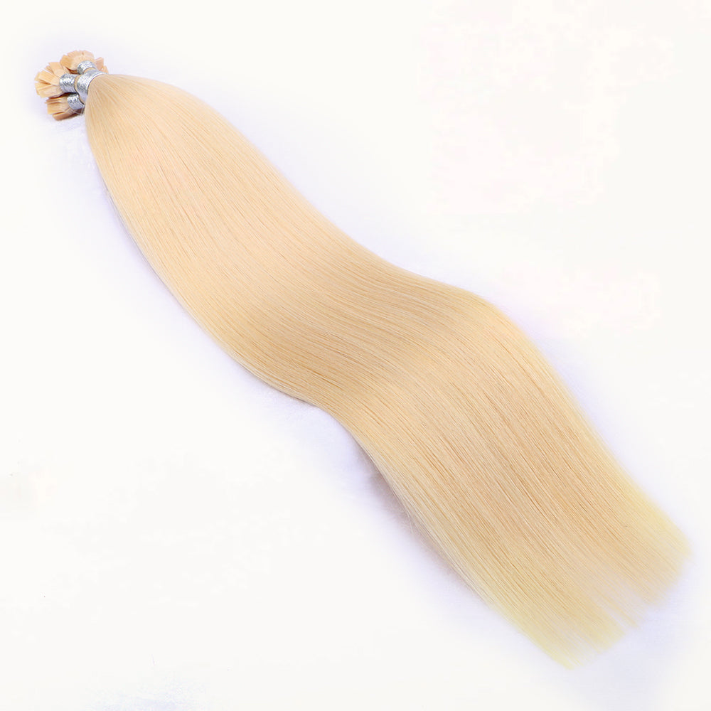 Flat Tip Pre Bonded Hair Extensions 100% Real Human Hair Blonde #613