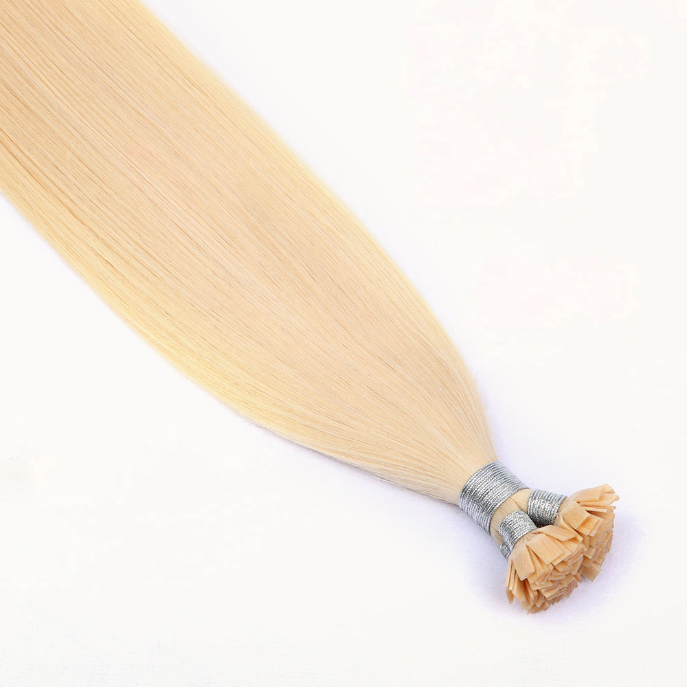 Flat Tip Pre Bonded Hair Extensions 100% Real Human Hair Blonde #613