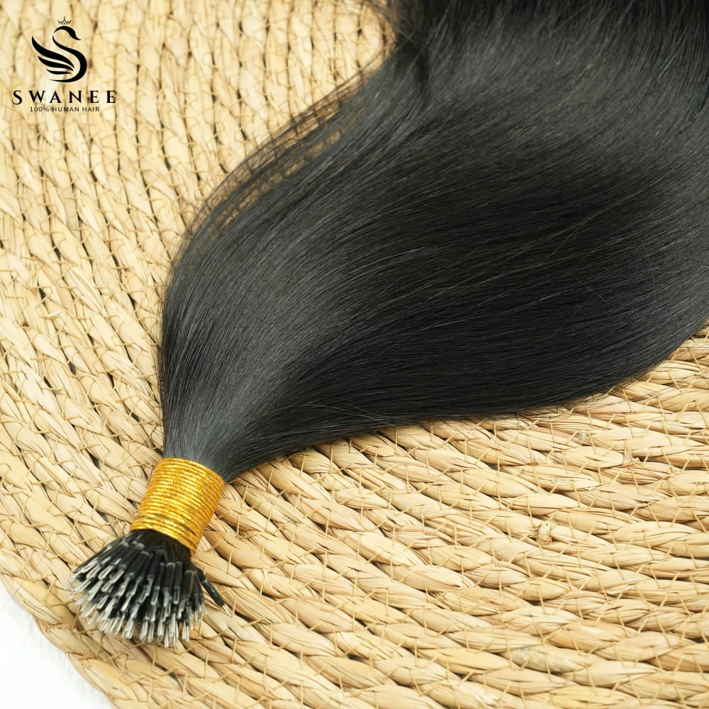 Nano Ring Hair Extensions 100% Remy Human Hair #1B Nature Black