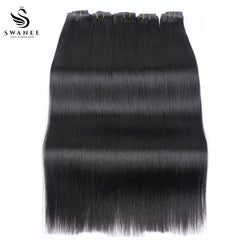 PU Clip Hair Extensions #1B Natural Black Straight Clip Hair Extensions