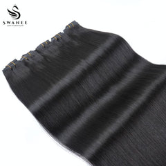 PU Clip Hair Extensions #1B Natural Black Straight Clip Hair Extensions