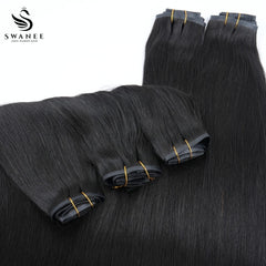 PU Clip Hair Extensions #1B Natural Black Straight Clip Hair Extensions