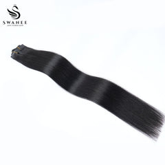 PU Clip Hair Extensions #1B Natural Black Straight Clip Hair Extensions