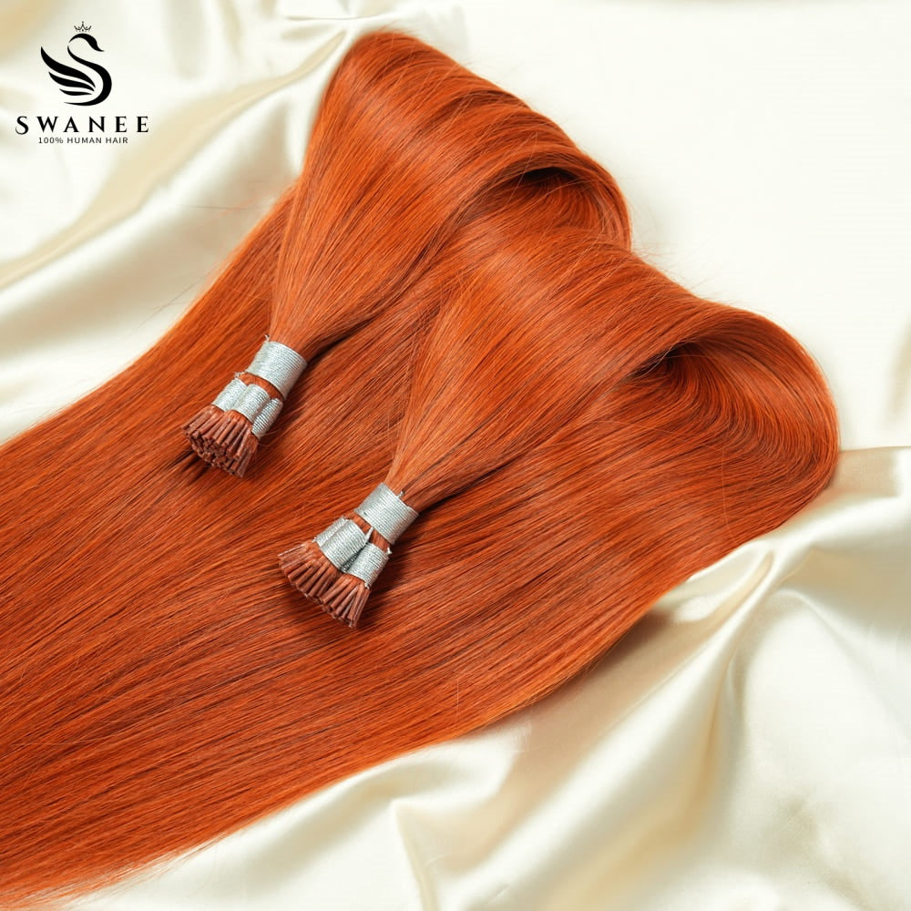 I Tip Pre Bonded Hair Extensions 100% Real Human Hair Blond Ginger Orange Color #350