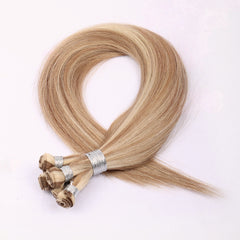 Hand-tied Weft Hair Extensions 100% Human Hair Highlight Blonde P8/613