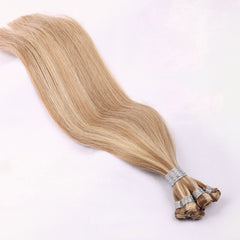 Hand-tied Weft Hair Extensions 100% Human Hair Highlight Blonde P8/613