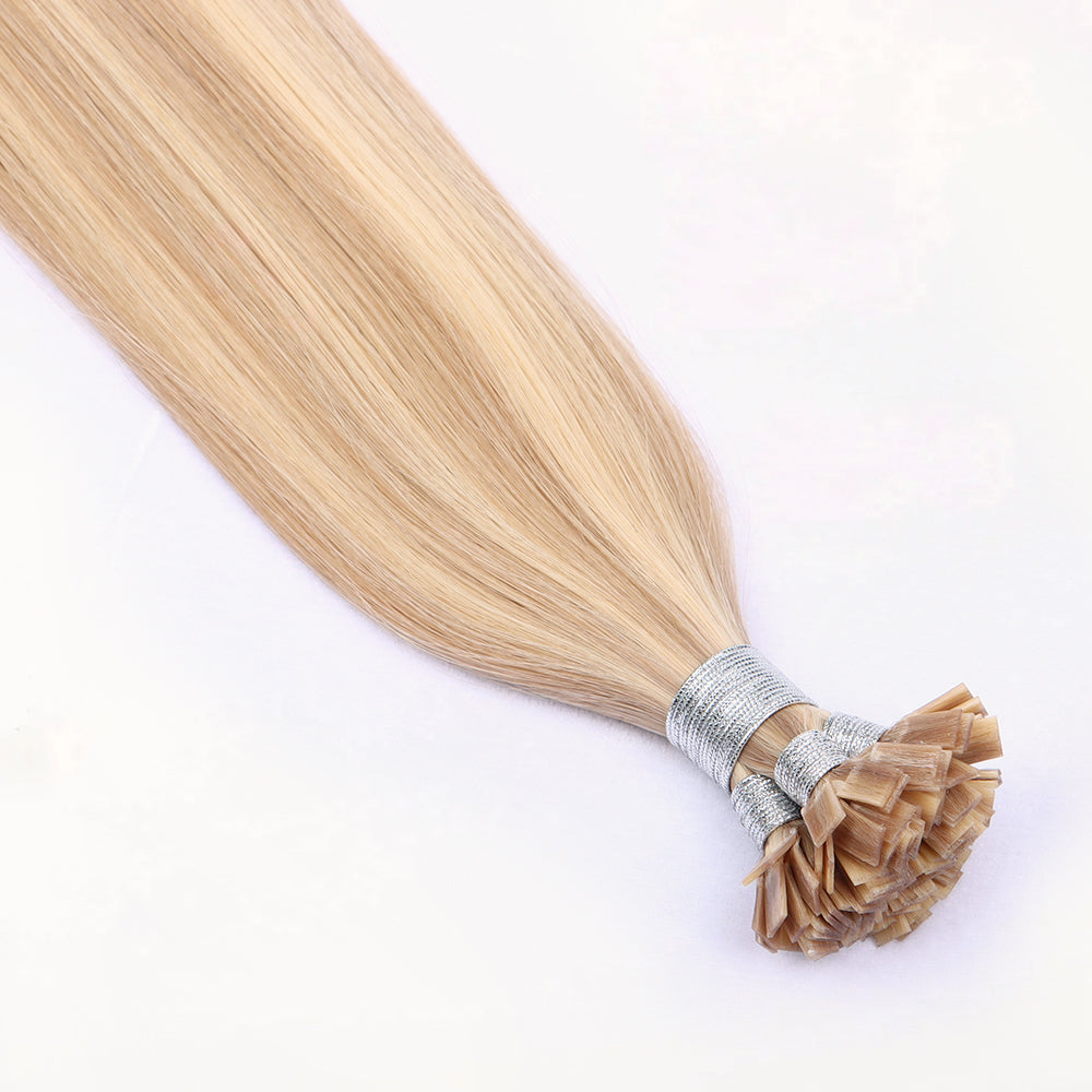 Flat Tip Pre Bonded Hair Extensions 100% Real Human Hair Blonde P18/613