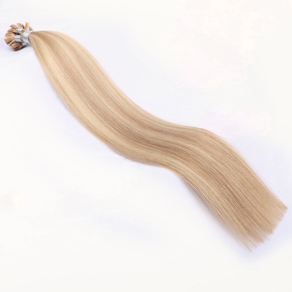 Flat Tip Pre Bonded Hair Extensions 100% Real Human Hair Blonde P18/613