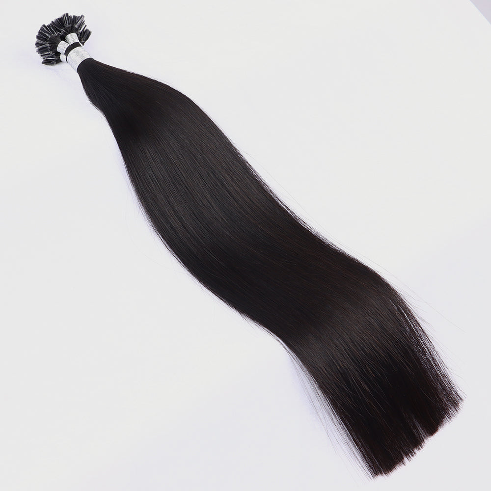 U Tip Keratin Bond Hair Extensions 100% Real Human Hair Natural Black #1B