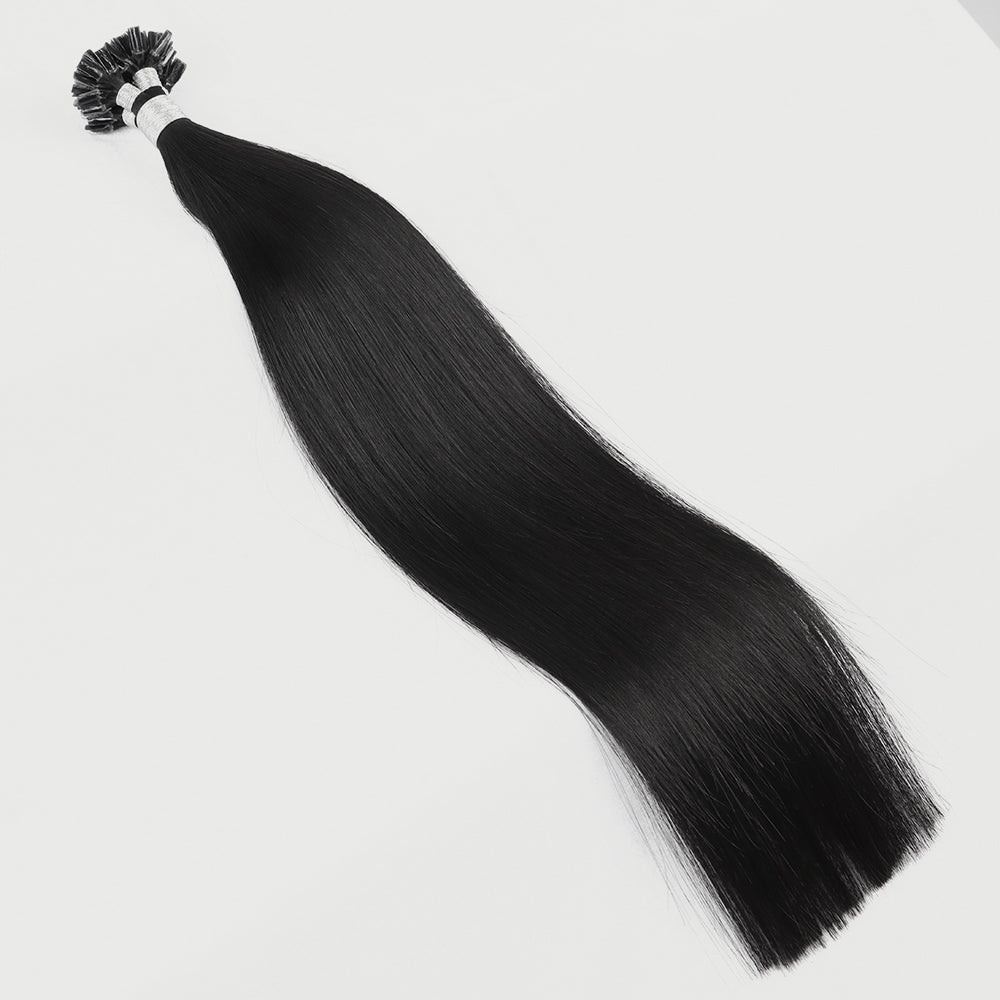 U Tip Keratin Bond Hair Extensions 100% Real Human Hair Jet Black #1