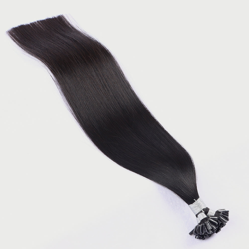 U Tip Keratin Bond Hair Extensions 100% Real Human Hair Natural Black #1B