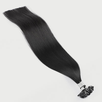 U Tip Keratin Bond Hair Extensions 100% Real Human Hair Jet Black #1