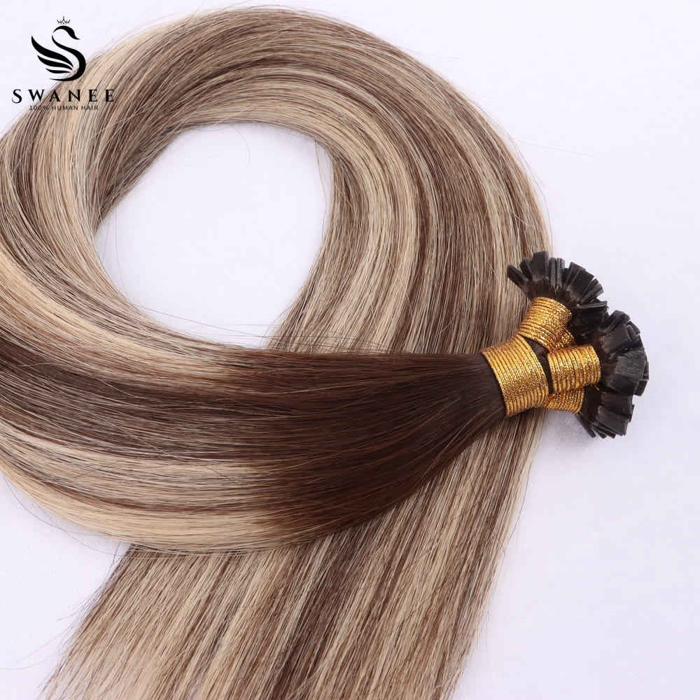 Flat Tip Pre Bonded Hair Extensions 100% Real Human Hair #2/18