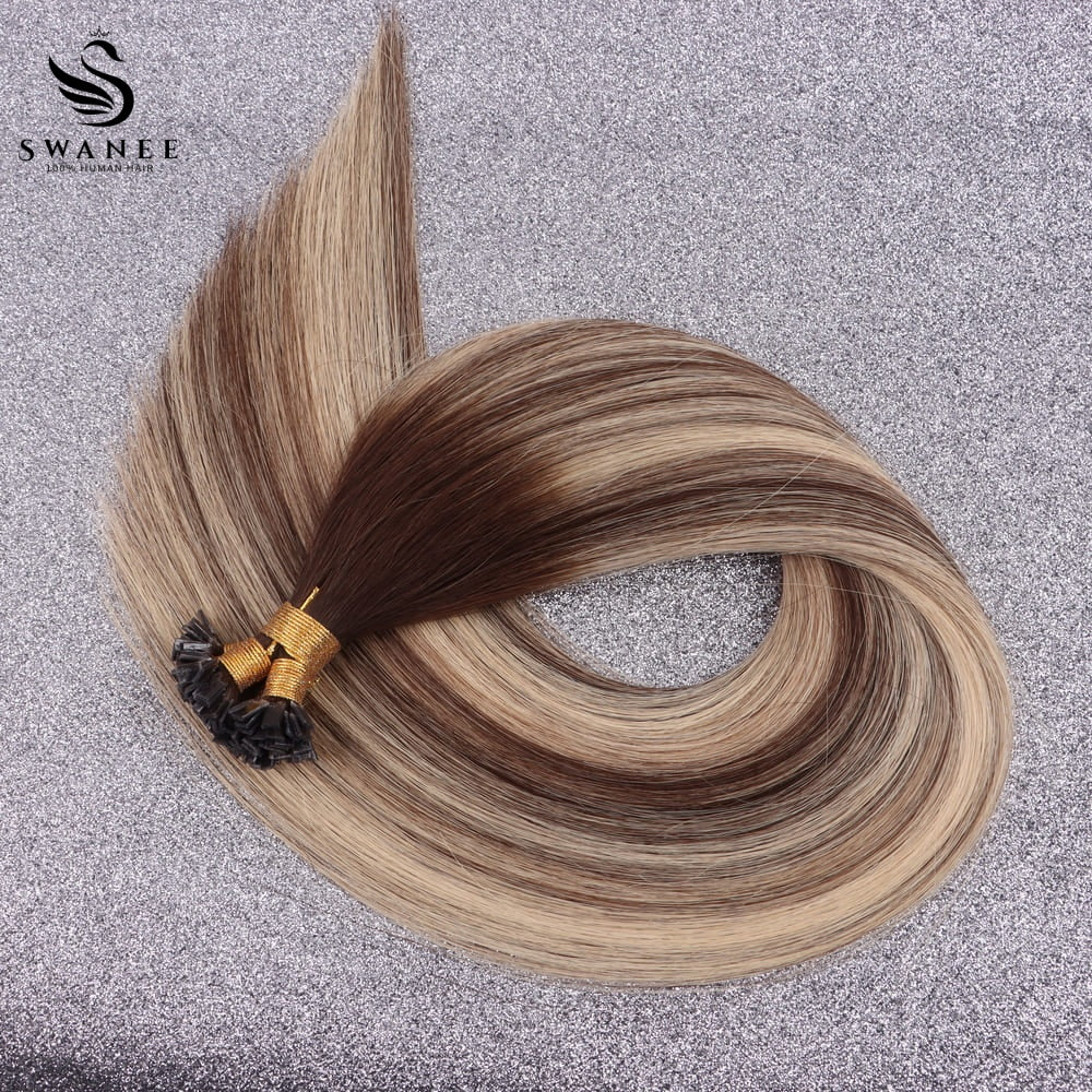 Flat Tip Pre Bonded Hair Extensions 100% Real Human Hair #2/18
