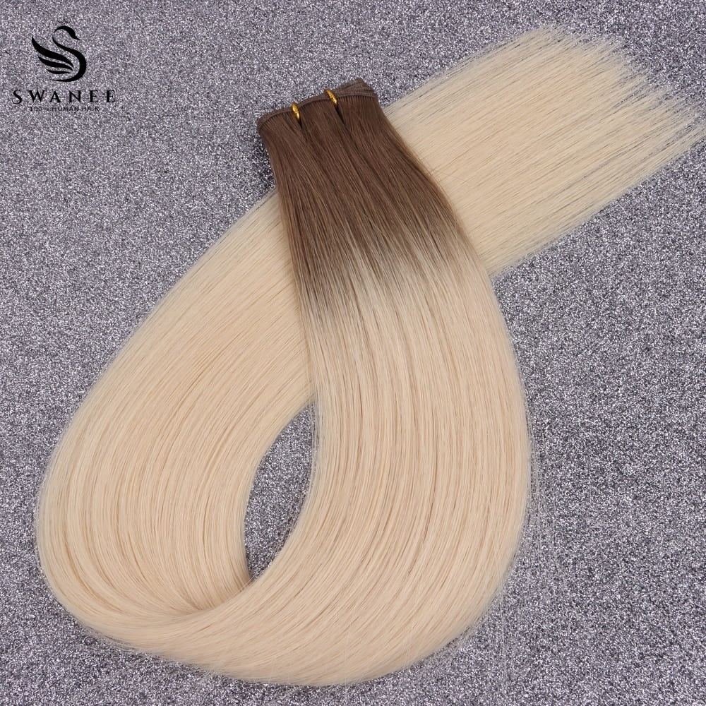 Genius Weft Hair Extensions 100% Remy Human Hair Ombre Blonde #R60