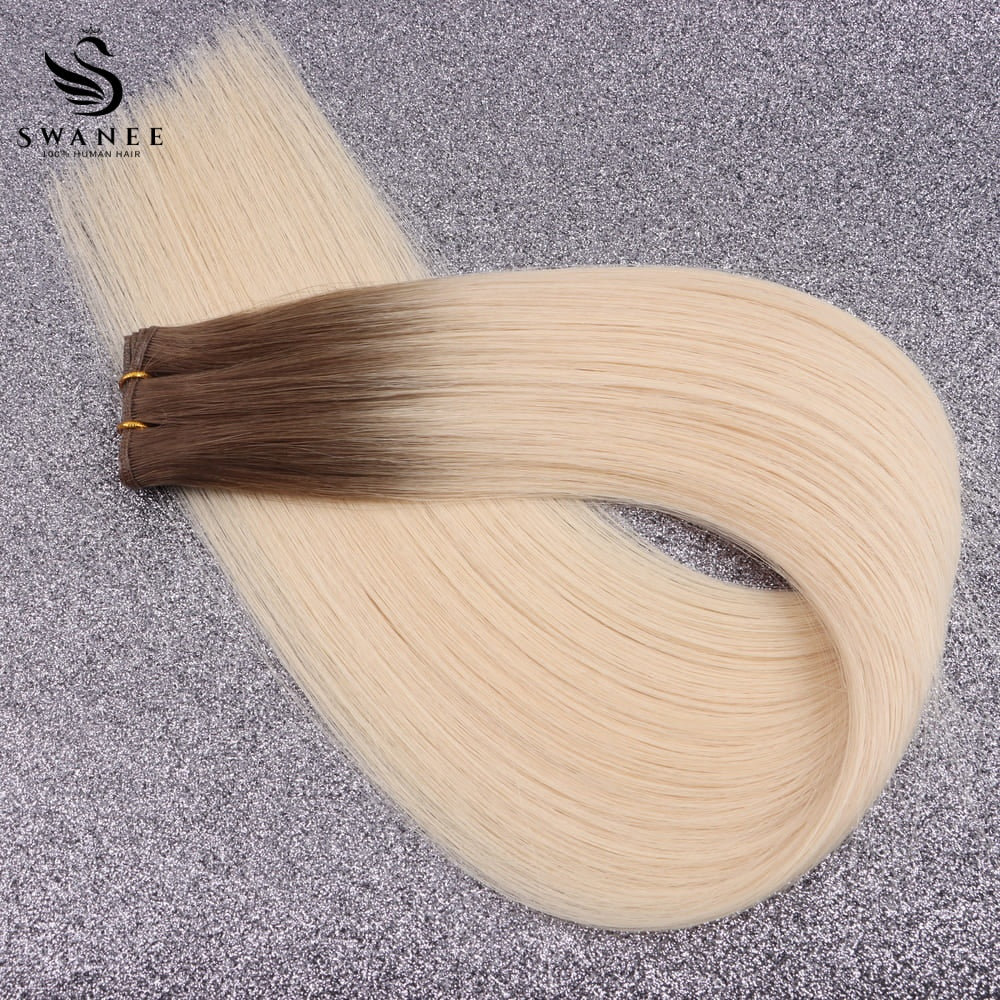 Genius Weft Hair Extensions 100% Remy Human Hair Ombre Blonde #R60