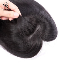 9x11cm Mono Base Human Hair Topper Hairpiece For Women Nature Black #1B