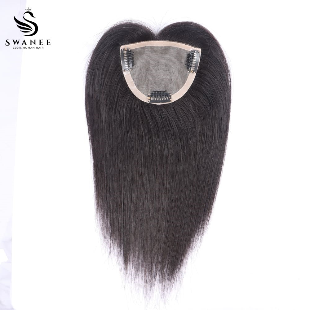 9x11cm Mono Base Human Hair Topper Hairpiece For Women Nature Black #1B