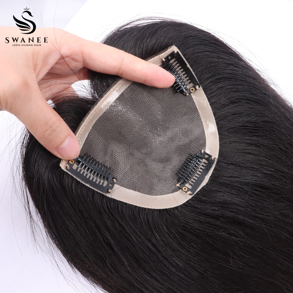 9x11cm Mono Base Human Hair Topper Hairpiece For Women Nature Black #1B
