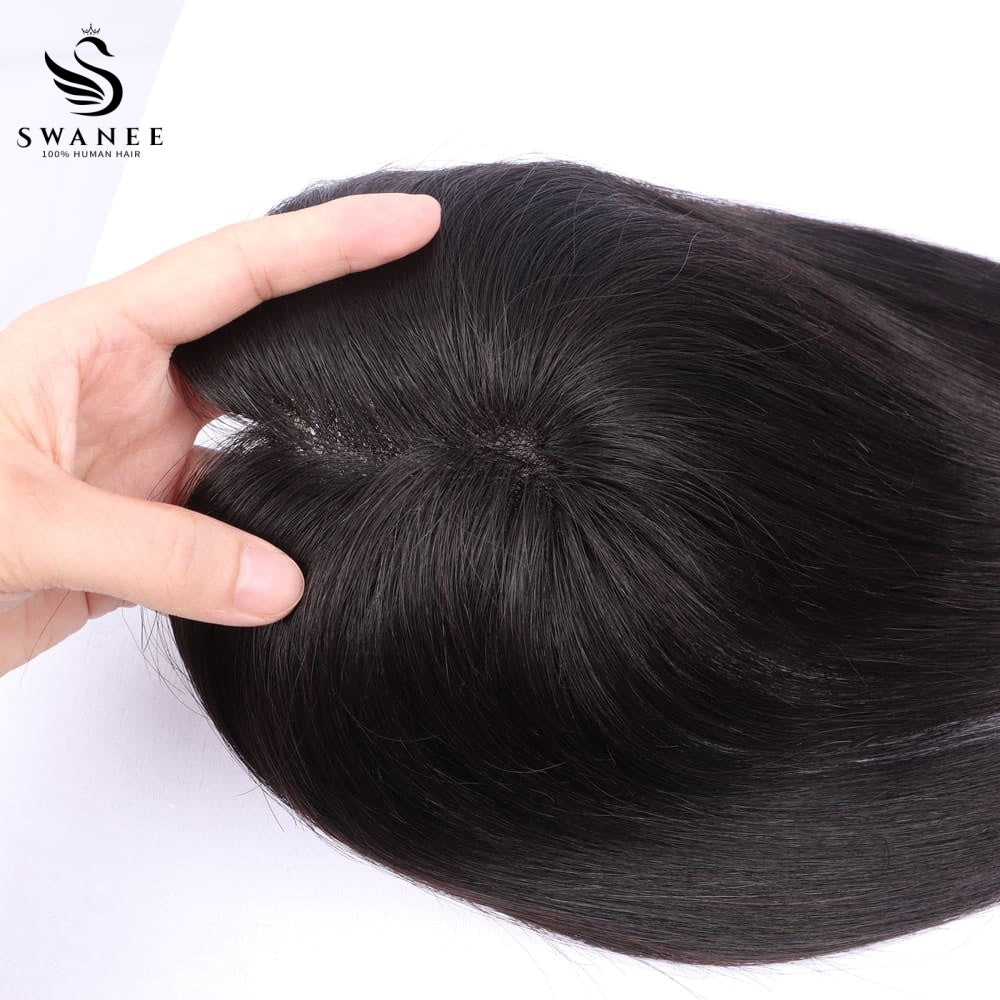 9x11cm Mono Base Human Hair Topper Hairpiece For Women Nature Black #1B