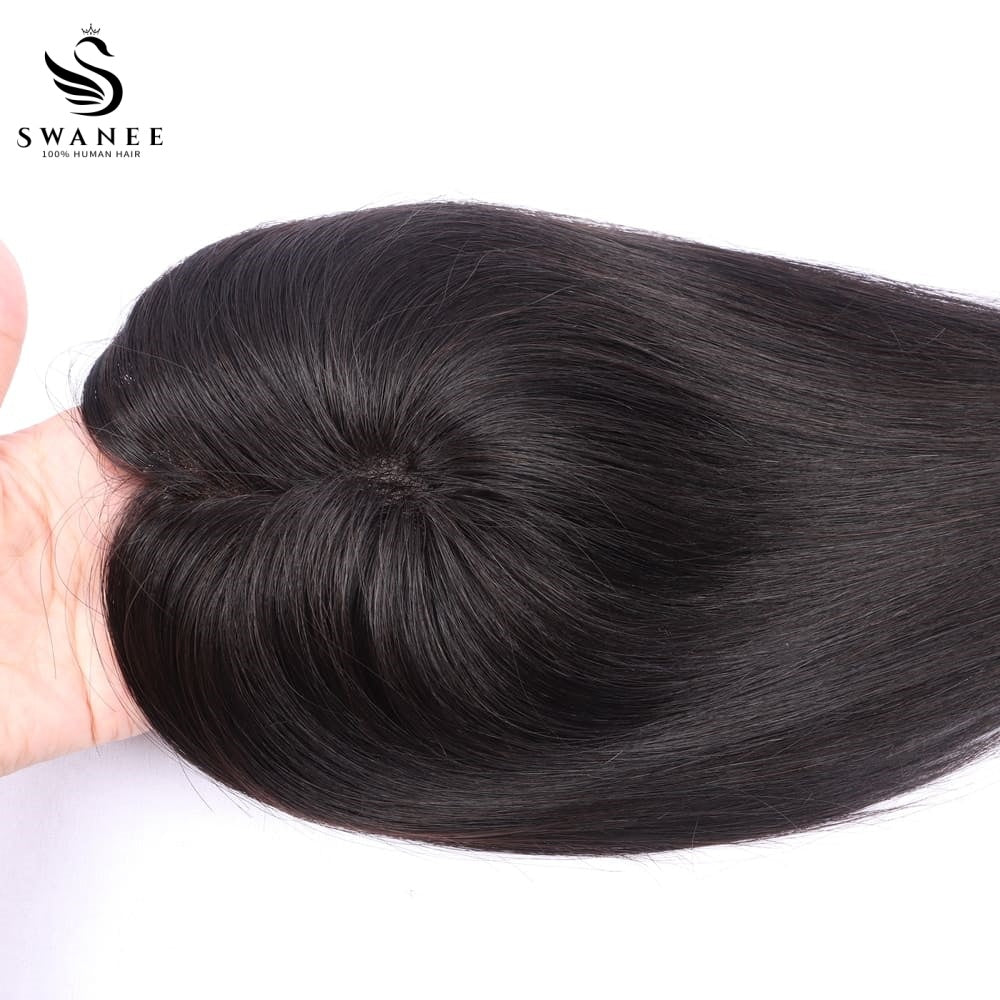 9x11cm Mono Base Human Hair Topper Hairpiece For Women Nature Black #1B