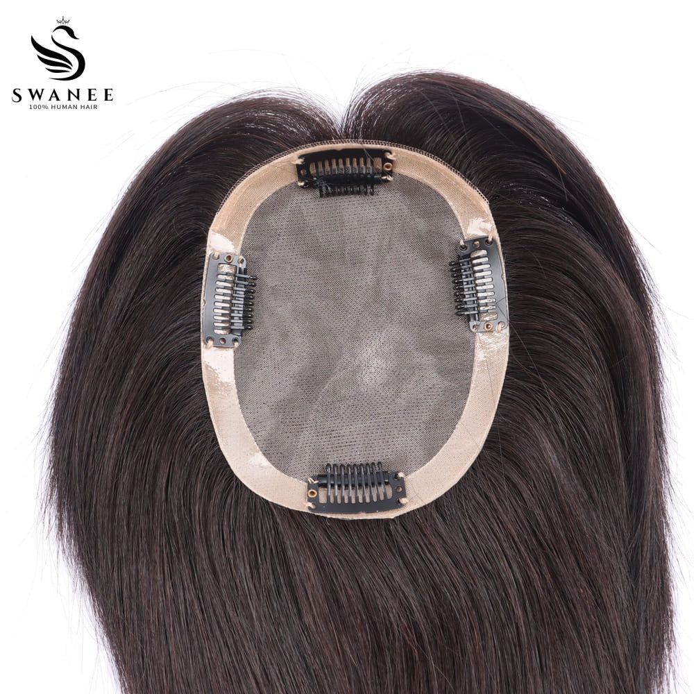 10x13cm Mono Base Human Hair Topper Hairpiece For Women Nature Black #1B