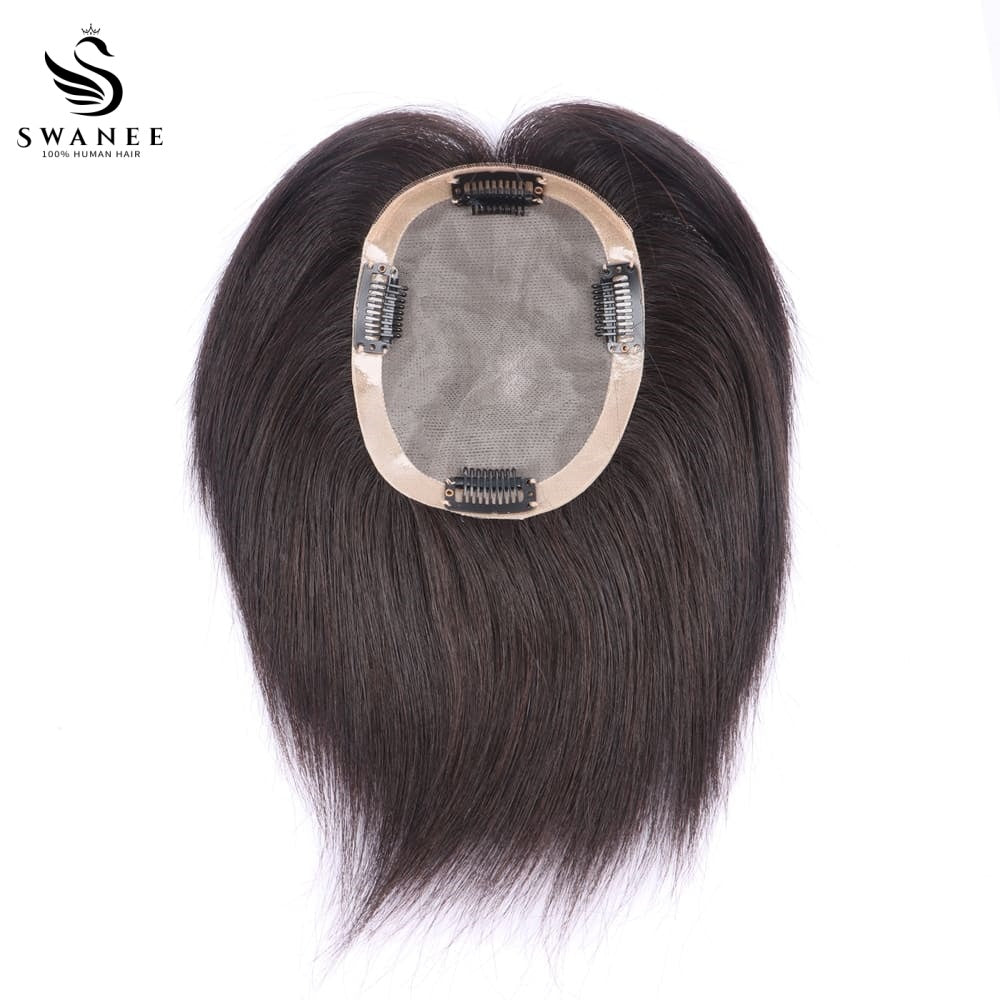 10x13cm Mono Base Human Hair Topper Hairpiece For Women Nature Black #1B