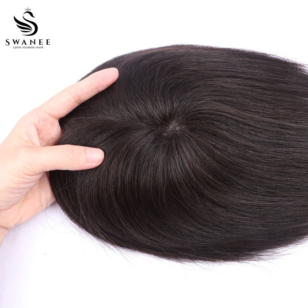 10x13cm Mono Base Human Hair Topper Hairpiece For Women Nature Black #1B