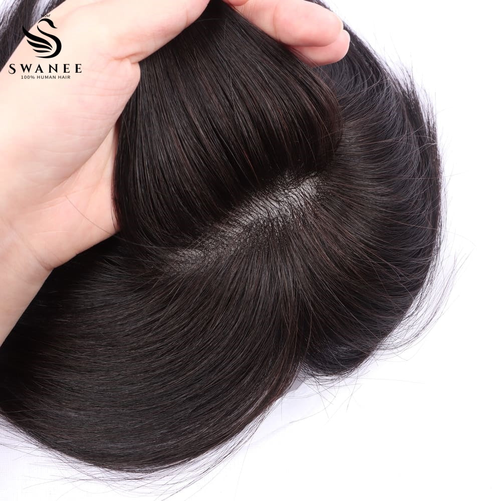 10x13cm Mono Base Human Hair Topper Hairpiece For Women Nature Black #1B