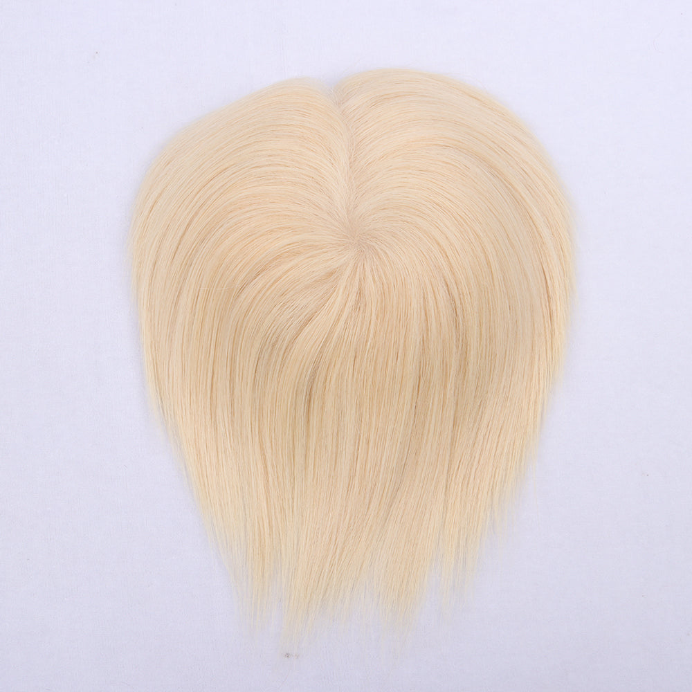 14x15cm Silk Base Human Hair Topper 15cm Hairpiece For Women Platinum Blonde #60