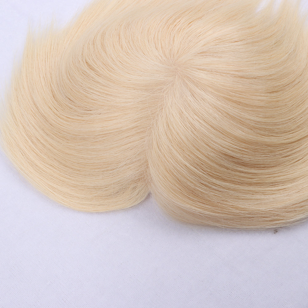 14x15cm Silk Base Human Hair Topper 15cm Hairpiece For Women Platinum Blonde #60