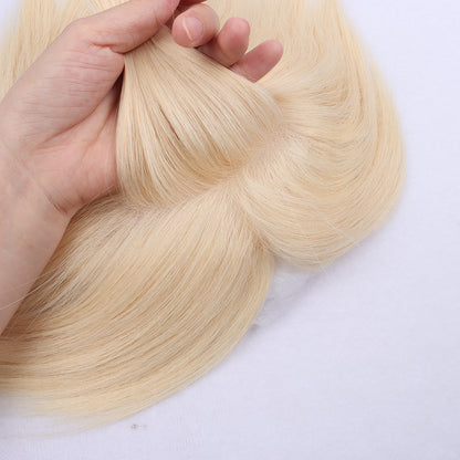 14x15cm Silk Base Human Hair Topper 15cm Hairpiece For Women Platinum Blonde #60