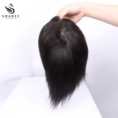 19x20cm Mono Base Human Hair Topper Hairpiece For Women Nature Black #1B