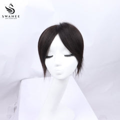 19x20cm Mono Base Human Hair Topper Hairpiece For Women Nature Black #1B