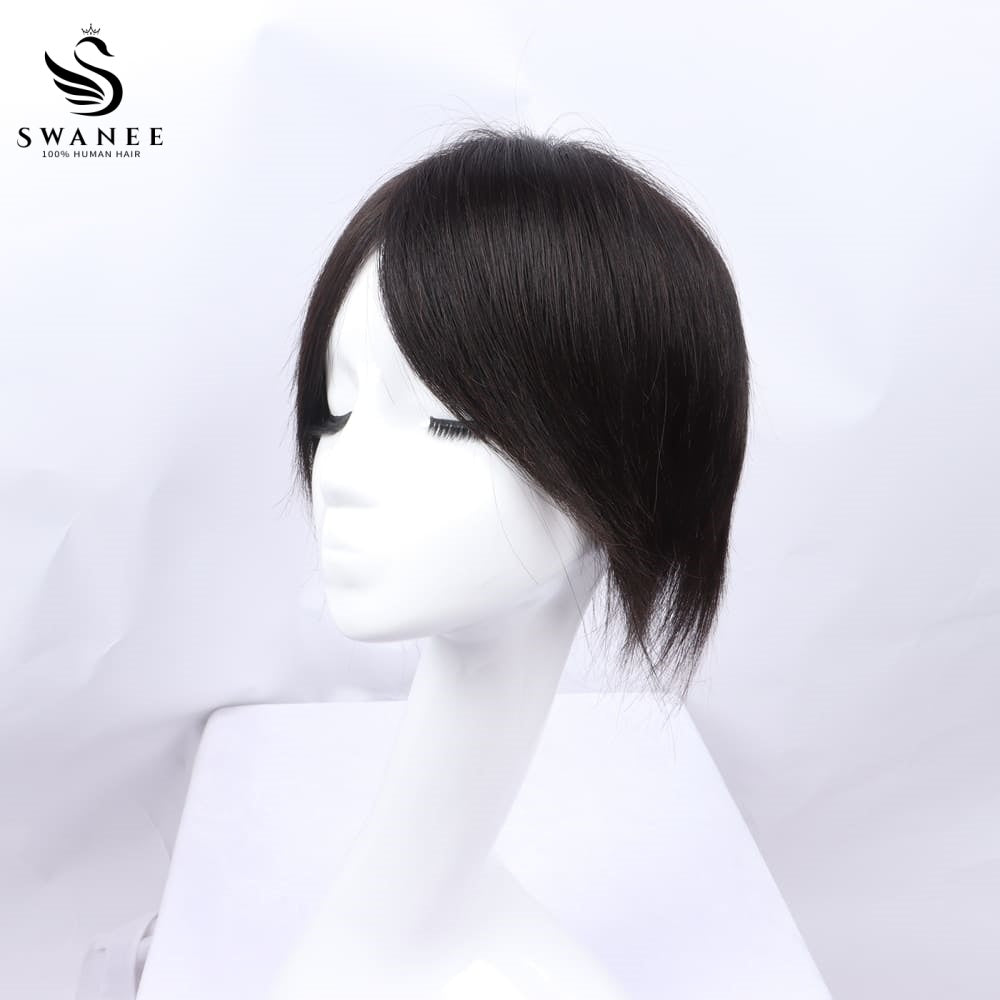 19x20cm Mono Base Human Hair Topper Hairpiece For Women Nature Black #1B