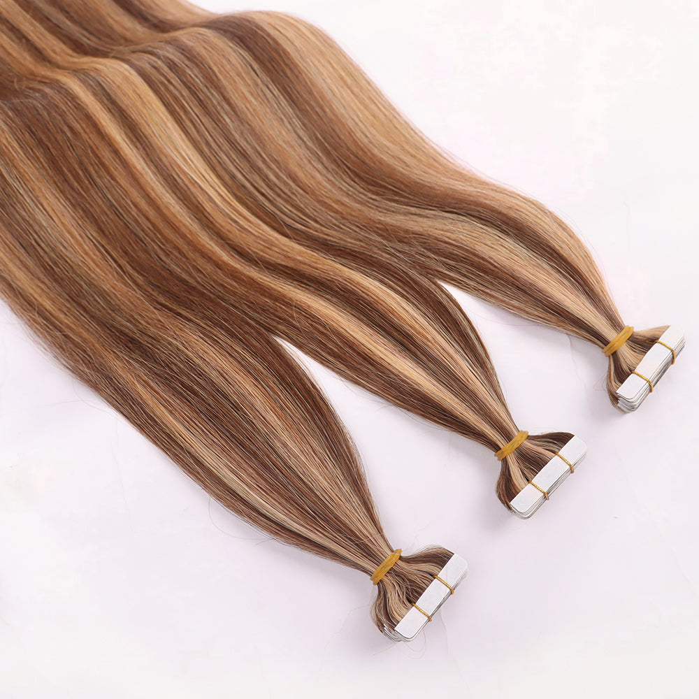 PU Tape In Hair Extensions P4/27 Highlight Tape Hair